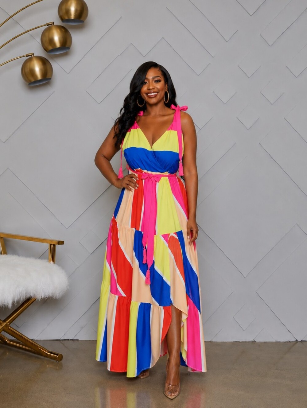 L'atiste Vibrant Multi-Color Tie-Shoulder wrap Dress
